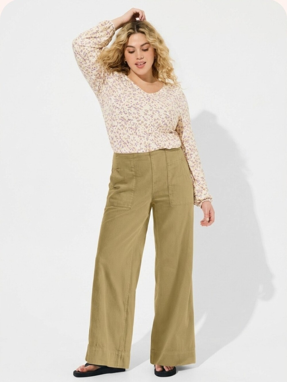 yoeasy Wide Leg Mid-Rise Pullon Baggy JeansWith Pockets in Yellow Size Large